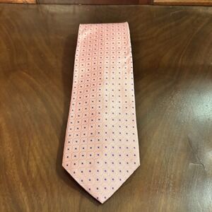 Brooks‎ Brothers 346 Pink Blue Geometric Silk Tie Vibrant Stain Resistant